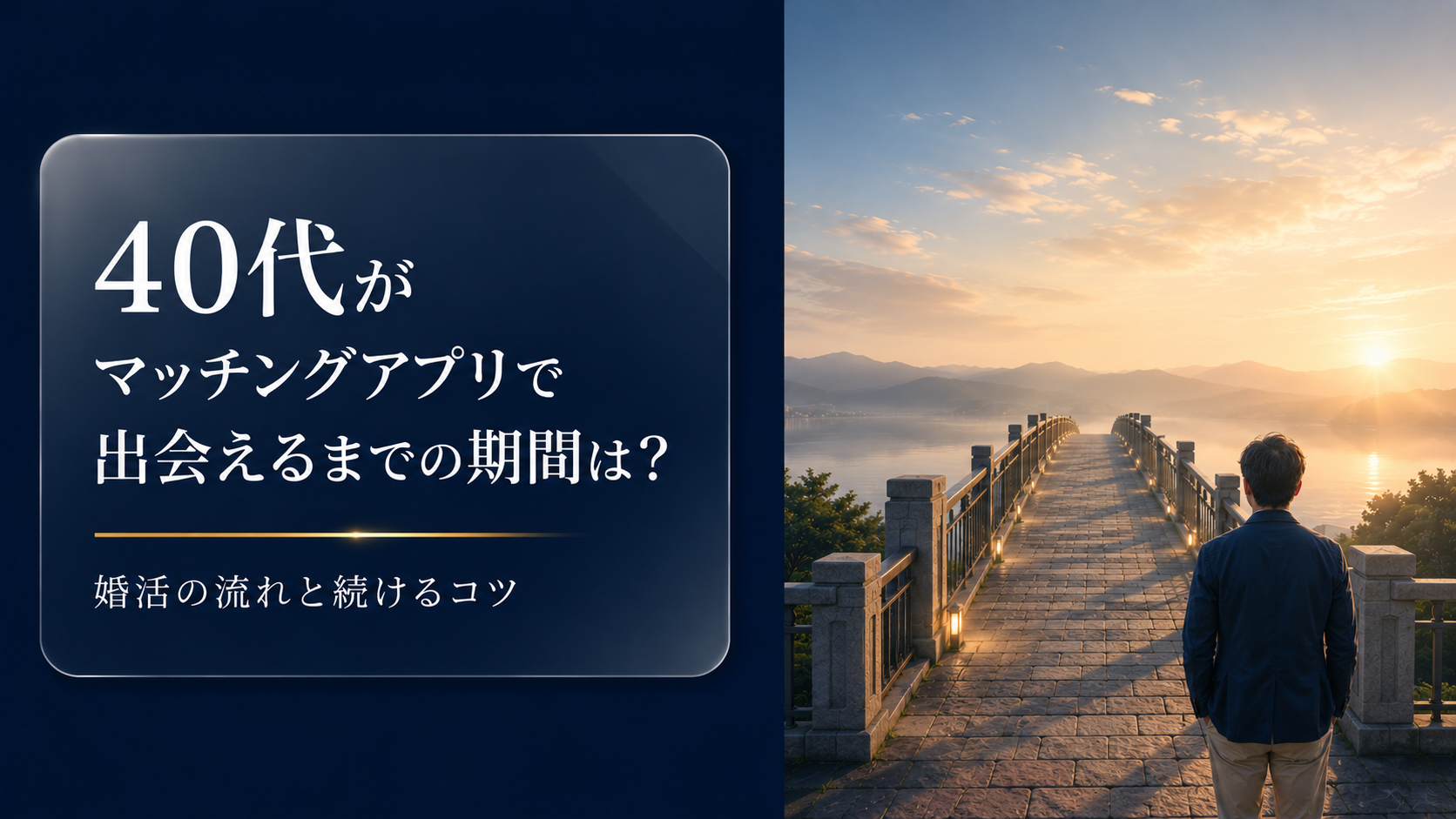 40代男性がマッチングアプリで出会うまでの流れをイメージしたBridge Noteのアイキャッチ画像