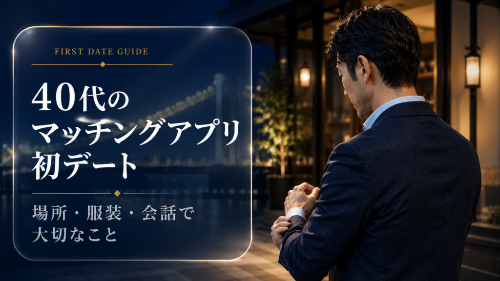 40代男性がマッチングアプリの初デート前に身だしなみを整えている様子