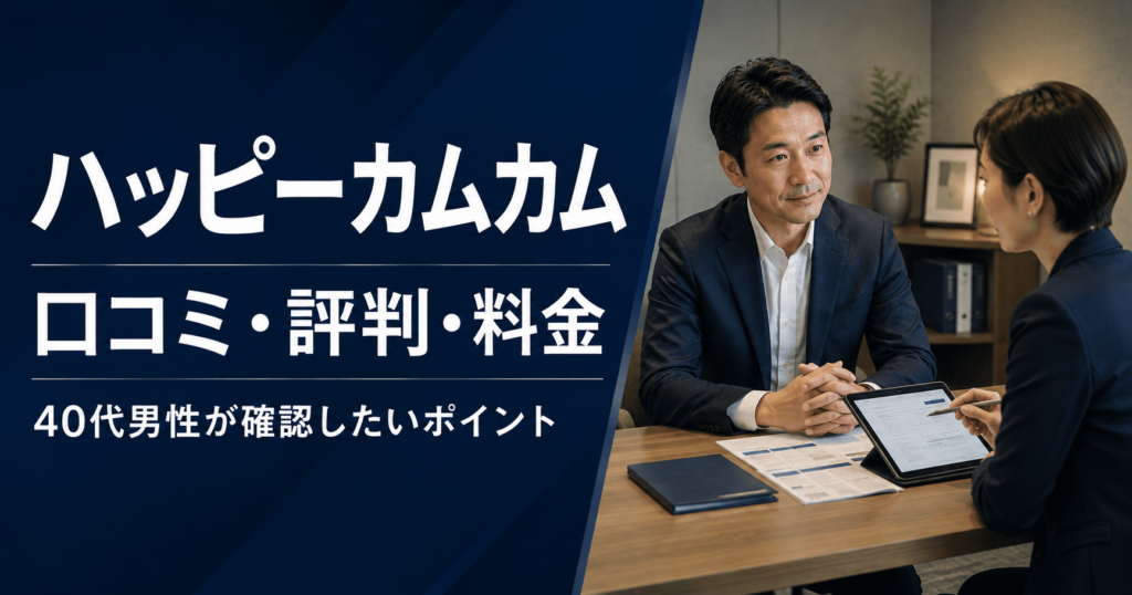 ハッピーカムカムの口コミ・評判・料金を確認する40代男性向け記事
