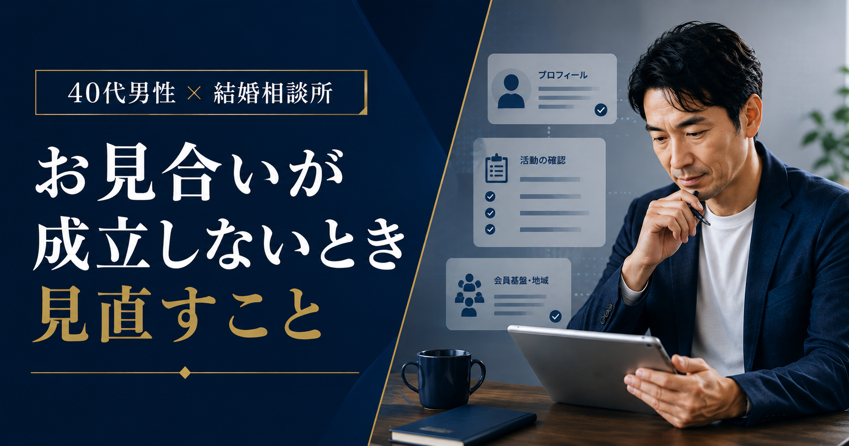 結婚相談所でお見合いが成立しないときの見直しポイントを確認する40代男性