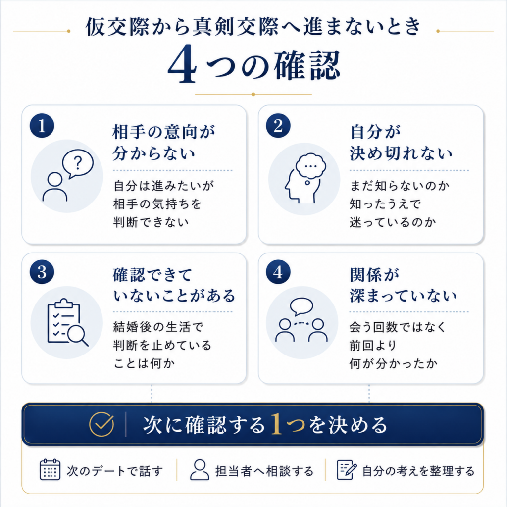 仮交際から真剣交際へ進まないときに確認したい4つの判断ポイント