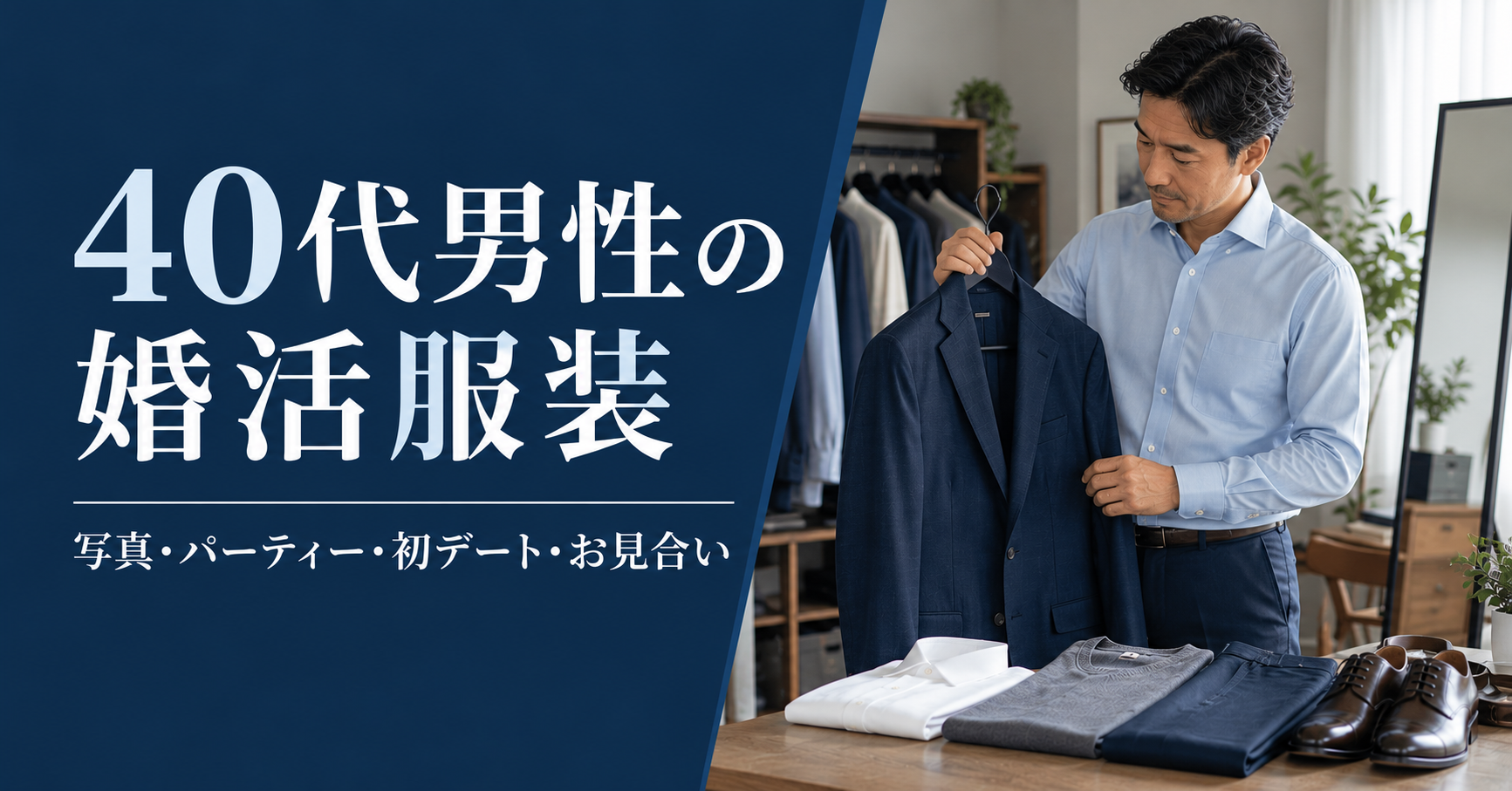 婚活へ着ていく服を選ぶ40代男性