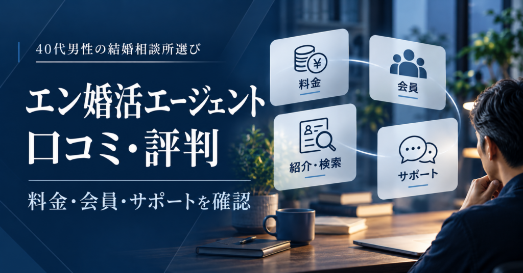 エン婚活エージェントの口コミ・評判と料金・会員・サポートを確認する40代男性