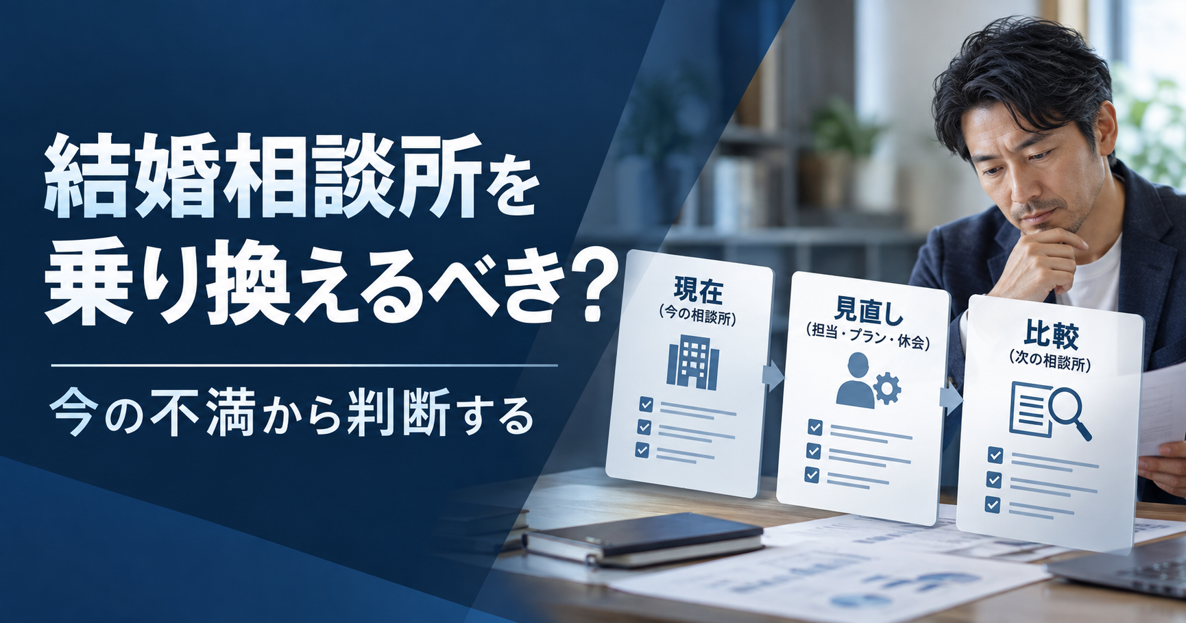 結婚相談所を乗り換えるべきか現在・見直し・比較の3段階で考える40代男性