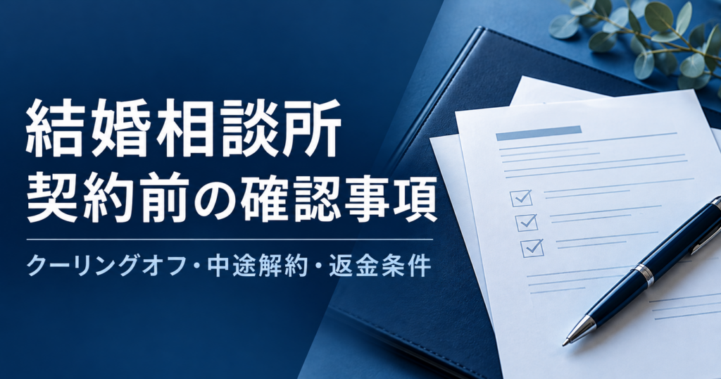 結婚相談所の契約前に確認したい注意点とクーリングオフ・中途解約・返金条件